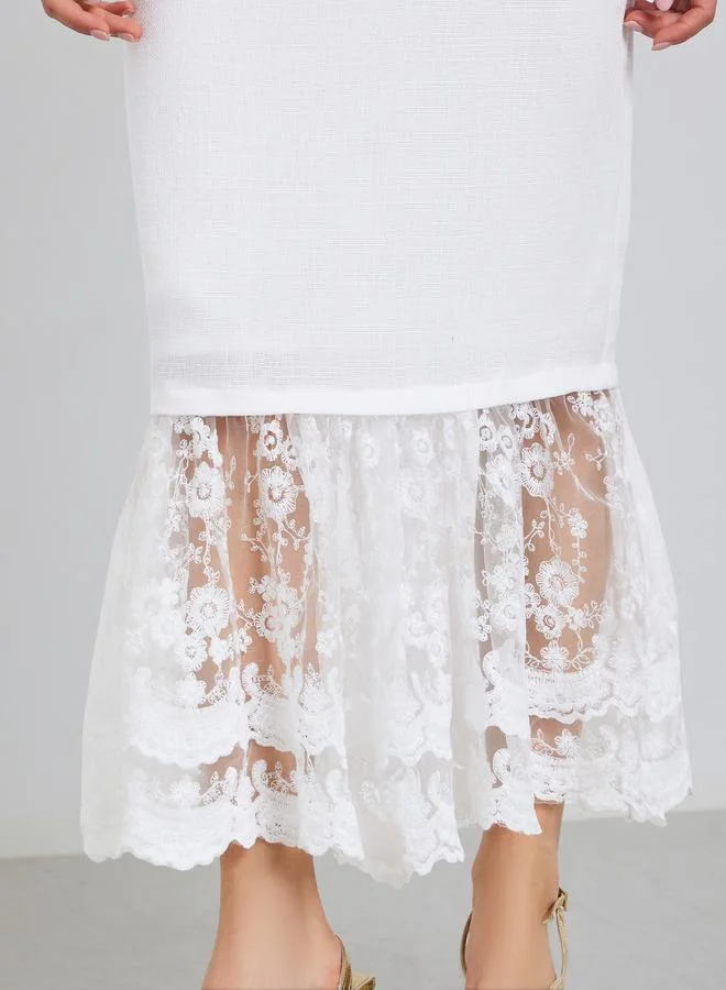 Styli  Women White Lace Mermaid Maxi Dress for Women | Best Price UAE